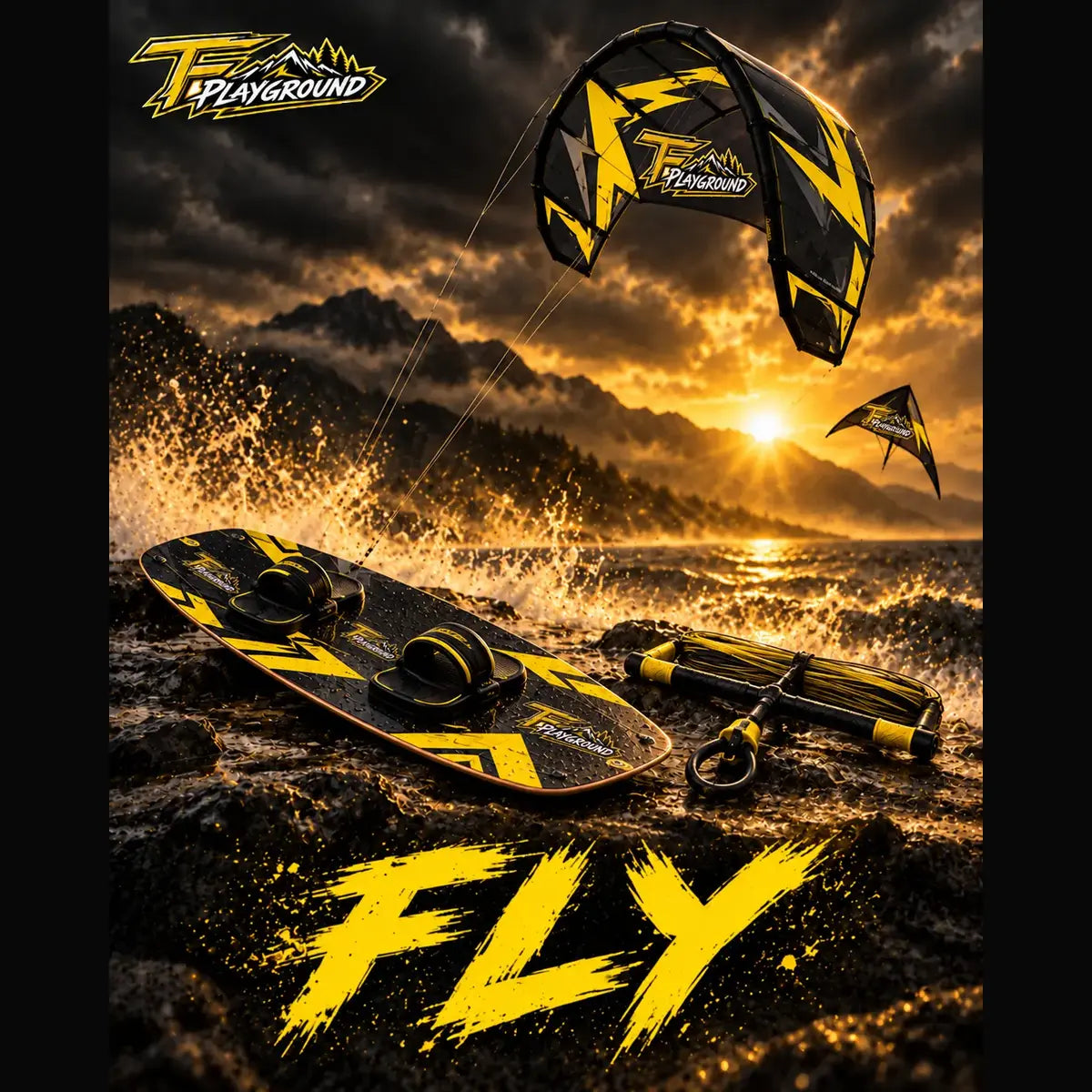 TF Playground Fly collection – branded stunt kites and outdoor flying equipment